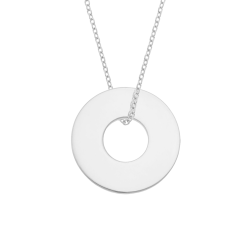 Collier en argent rhodié, anneau 20 mm