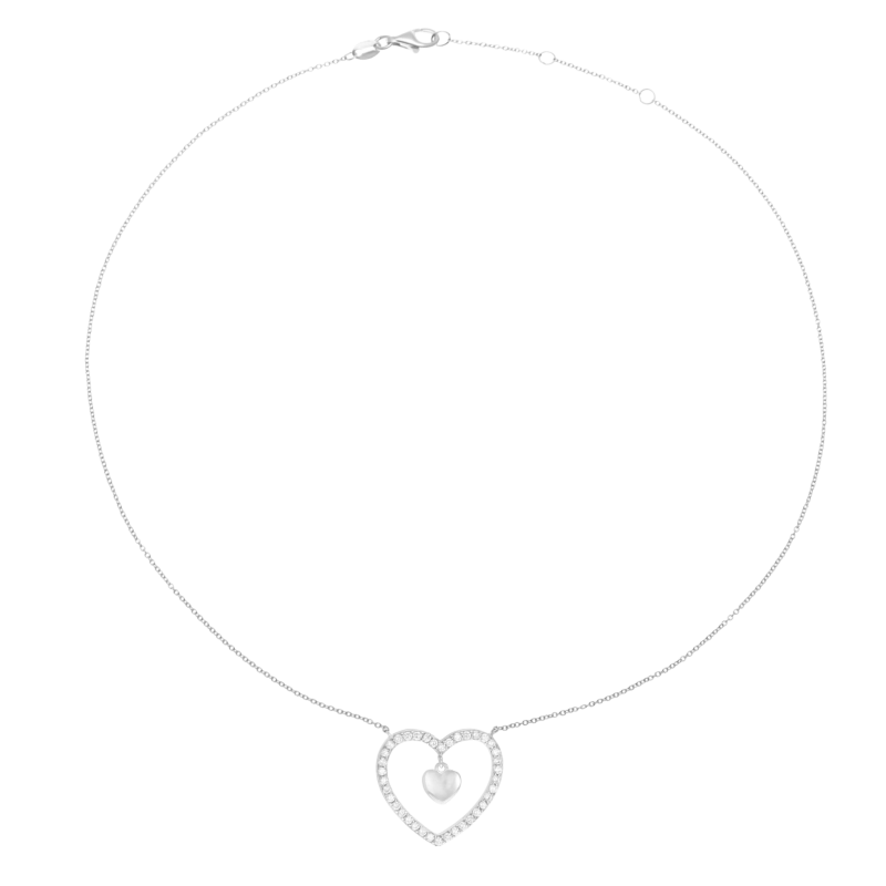 Collier en argent rhodié, oxydes de zirconium