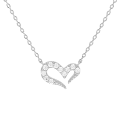 Collier en argent rhodié, oxydes de zirconium