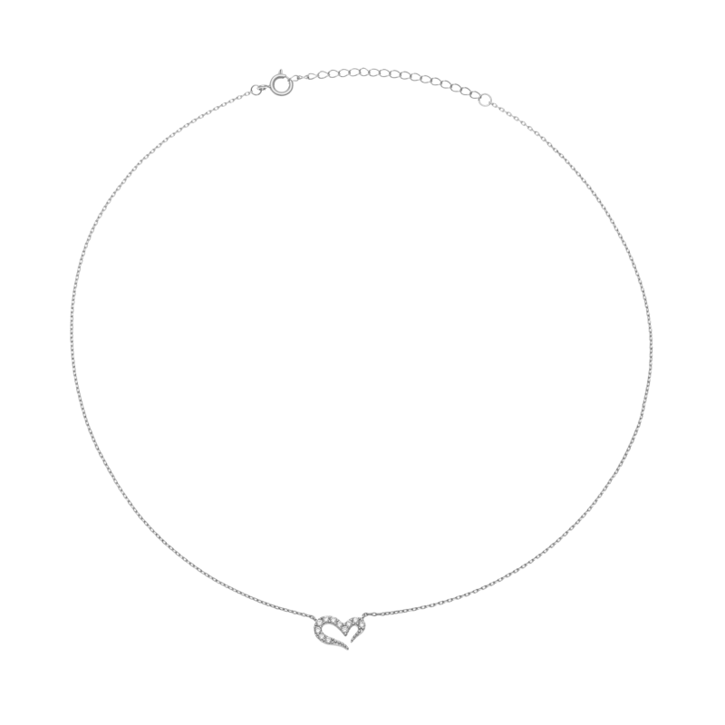Collier en argent rhodié, oxydes de zirconium