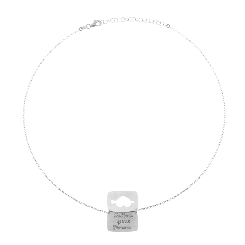 Collier en argent rhodié, follow your dream