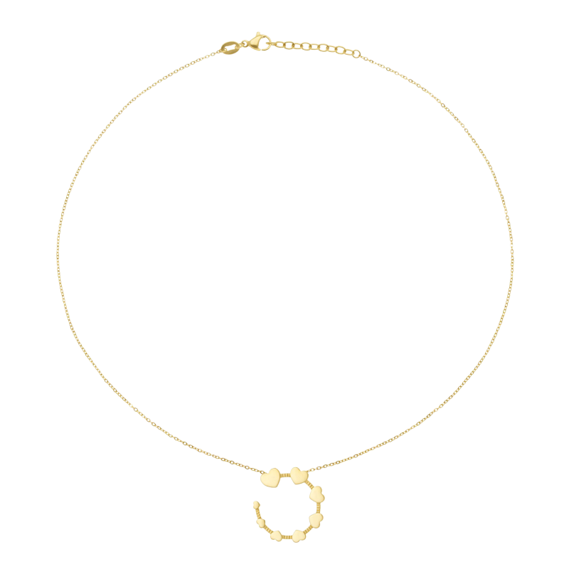 Collier en acier doré, coeur