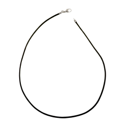 Collier en argent rhodié cordon en coton noir