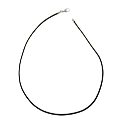 Collier en argent rhodié cordon en coton noir