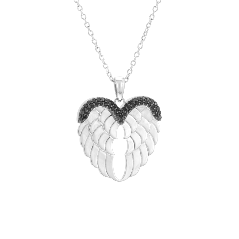 Collier en argent rhodié et oxydes de zirconium, ailes