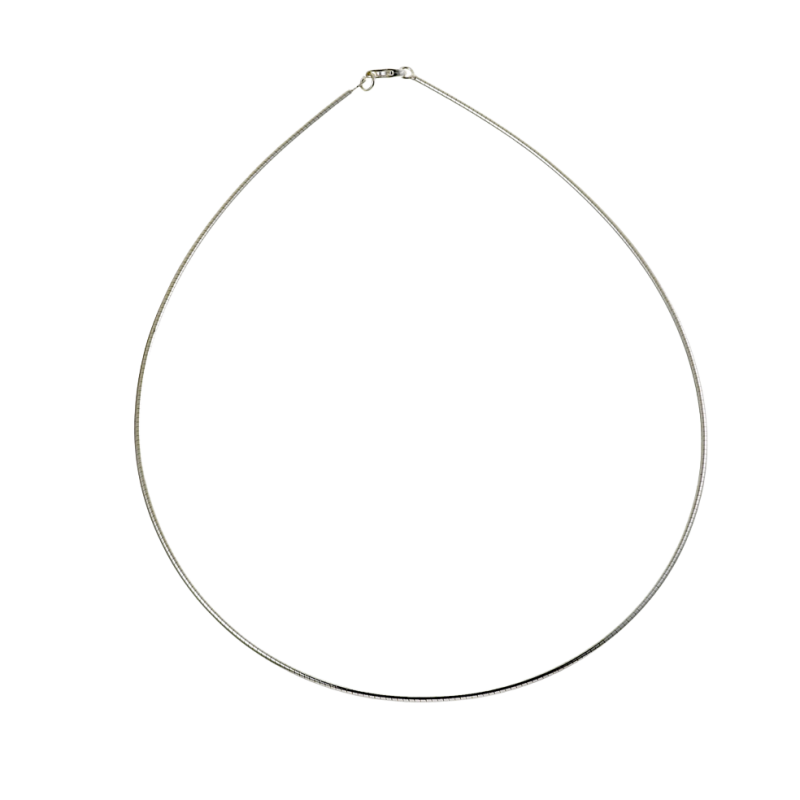 Collier câble en argent rhodié maille oméga