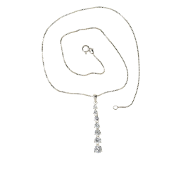 Collier en argent rhodié, oxydes de zirconium et maille vénitienne