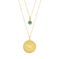 Collier en acier doré et pierre synthétique