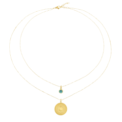 Collier en acier doré et pierre synthétique