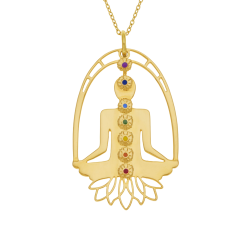 Collier sautoir en acier doré et laque