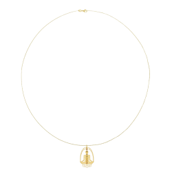 Collier sautoir en acier doré et laque
