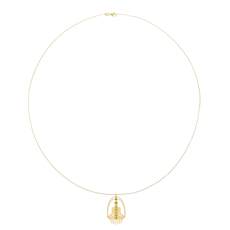 Collier sautoir en acier doré et laque