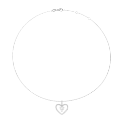Collier en argent rhodié et oxyde de zirconium, coeur