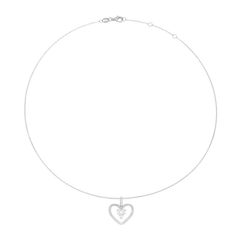 Collier en argent rhodié et oxyde de zirconium, coeur