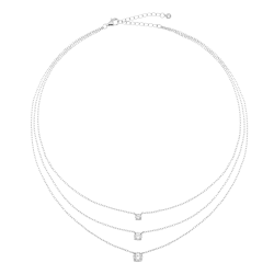 Collier en argent rhodié et oxydes de zirconium