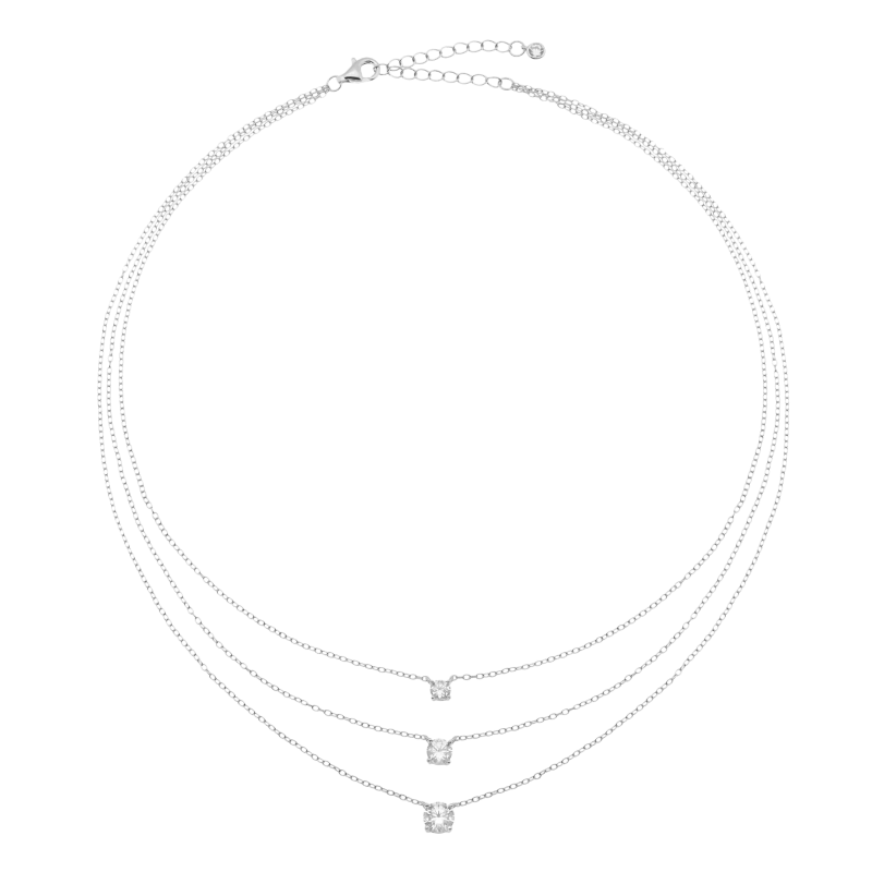 Collier en argent rhodié et oxydes de zirconium