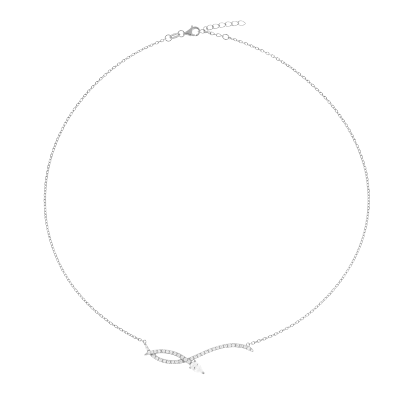 Collier en argent rhodié et oxydes de zirconium