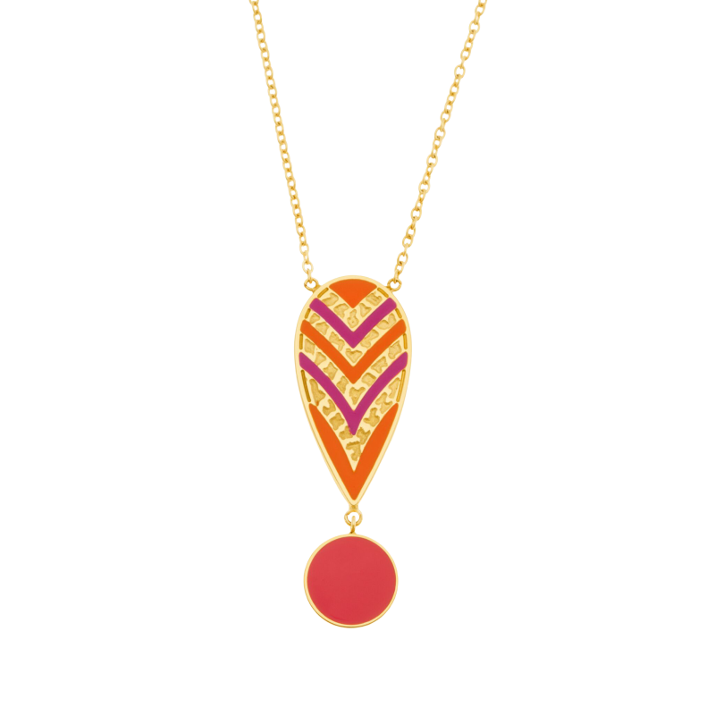Collier en acier doré et laque