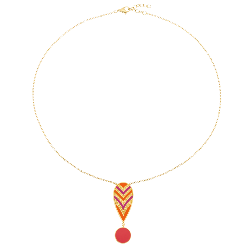 Collier en acier doré et laque