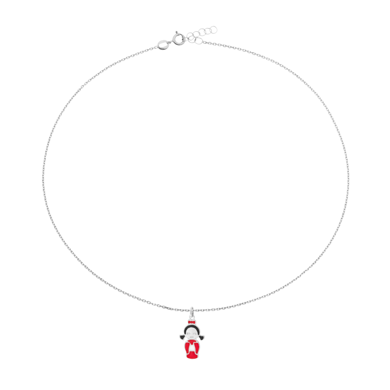 Collier en argent rhodié et laque