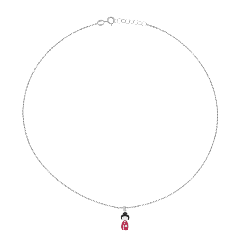 Collier en argent rhodié et laque