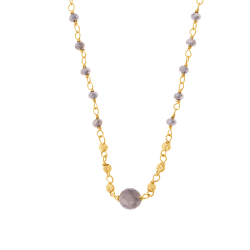 Collier en argent doré et pierres synthétiques