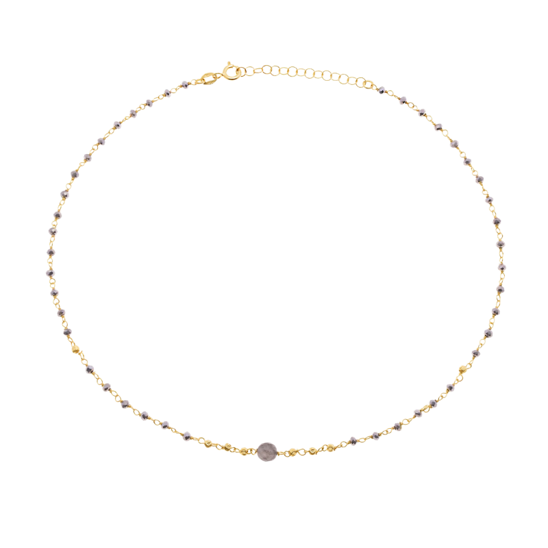 Collier en argent doré et pierres synthétiques