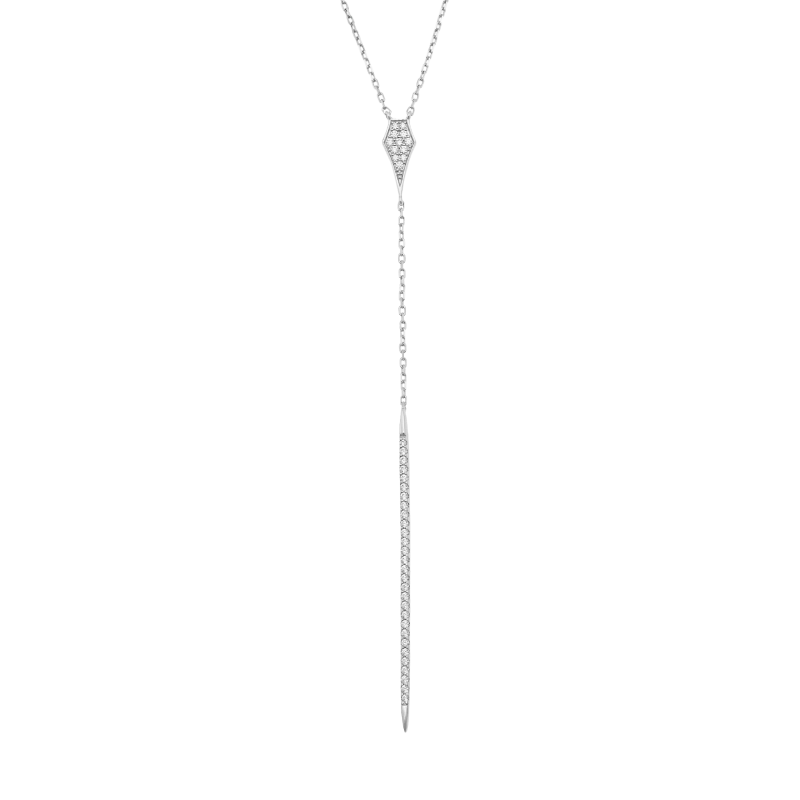 Collier en argent rhodié et oxydes de zirconium