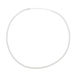 Collier en argent rhodié et perles synthétiques
