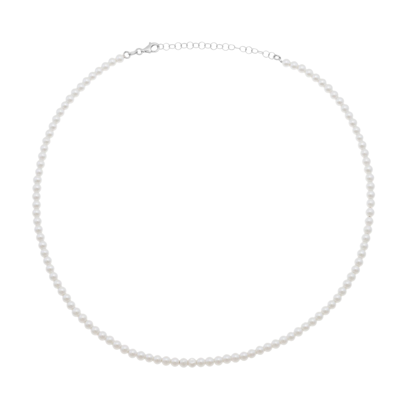Collier en argent rhodié et perles synthétiques