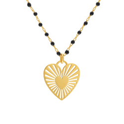 Collier en argent doré et laque noire