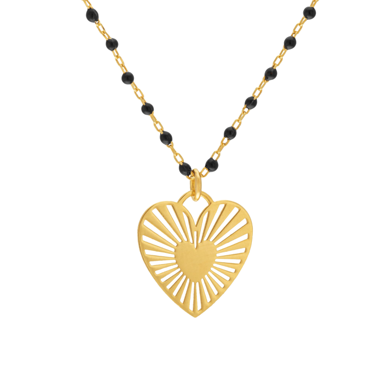 Collier en argent doré et laque noire