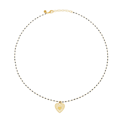 Collier en argent doré et laque noire