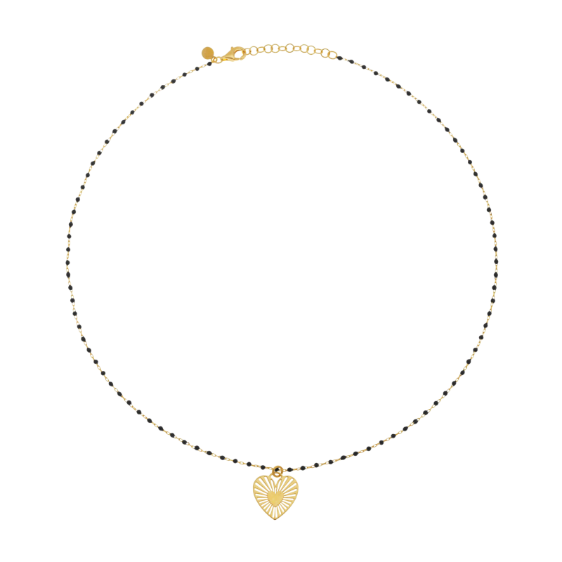 Collier en argent doré et laque noire