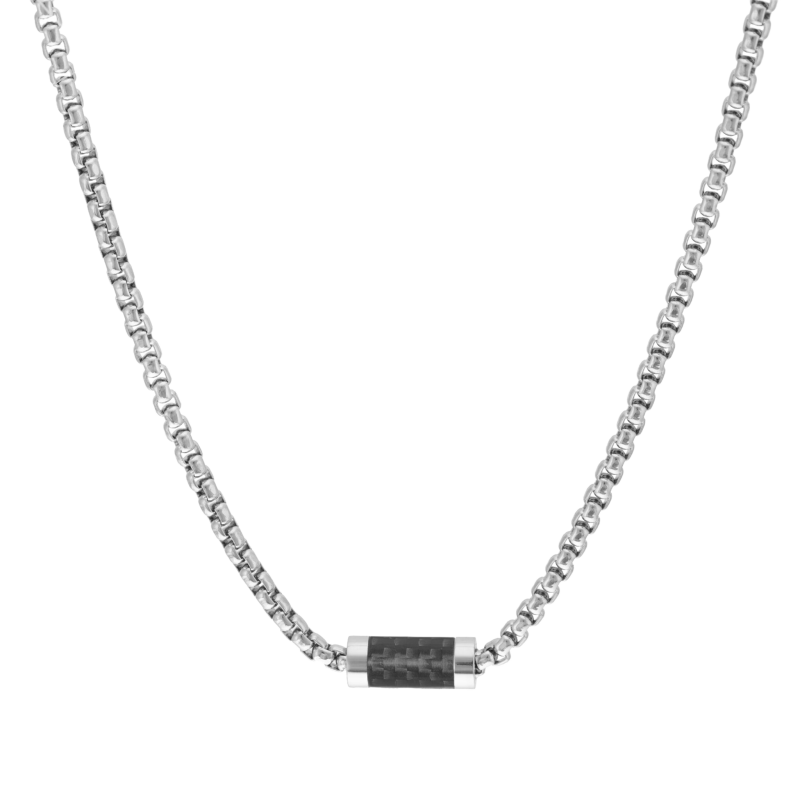 Collier en acier et carbone noir