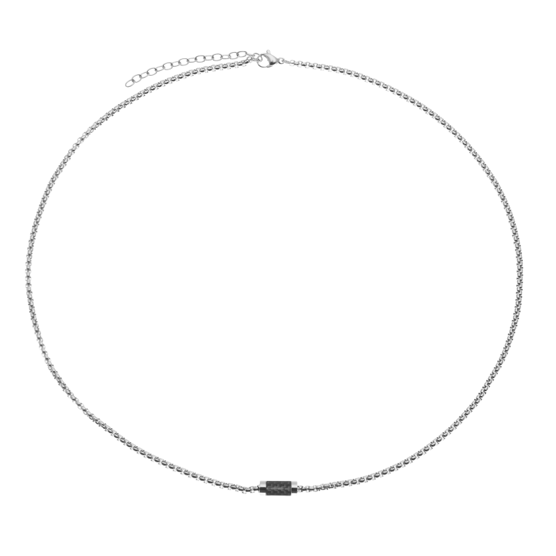 Collier en acier et carbone noir