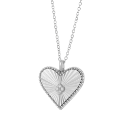 Collier en argent rhodié et oxydes de zirconium, coeur