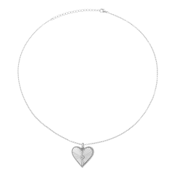 Collier en argent rhodié et oxydes de zirconium, coeur