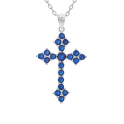 Collier en argent rhodié, oxydes de zirconium, croix