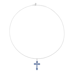 Collier en argent rhodié, oxydes de zirconium, croix