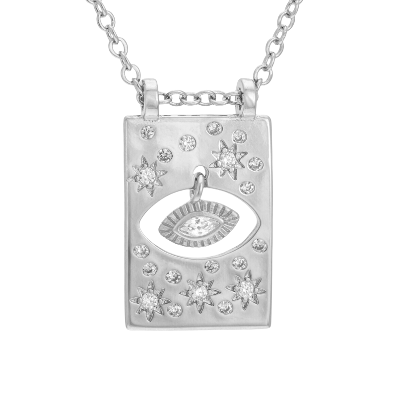 Collier en argent rhodié et oxydes de zirconium