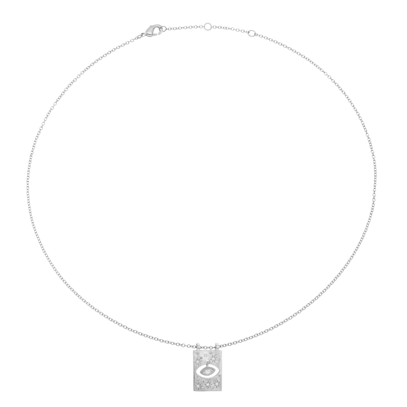 Collier en argent rhodié et oxydes de zirconium