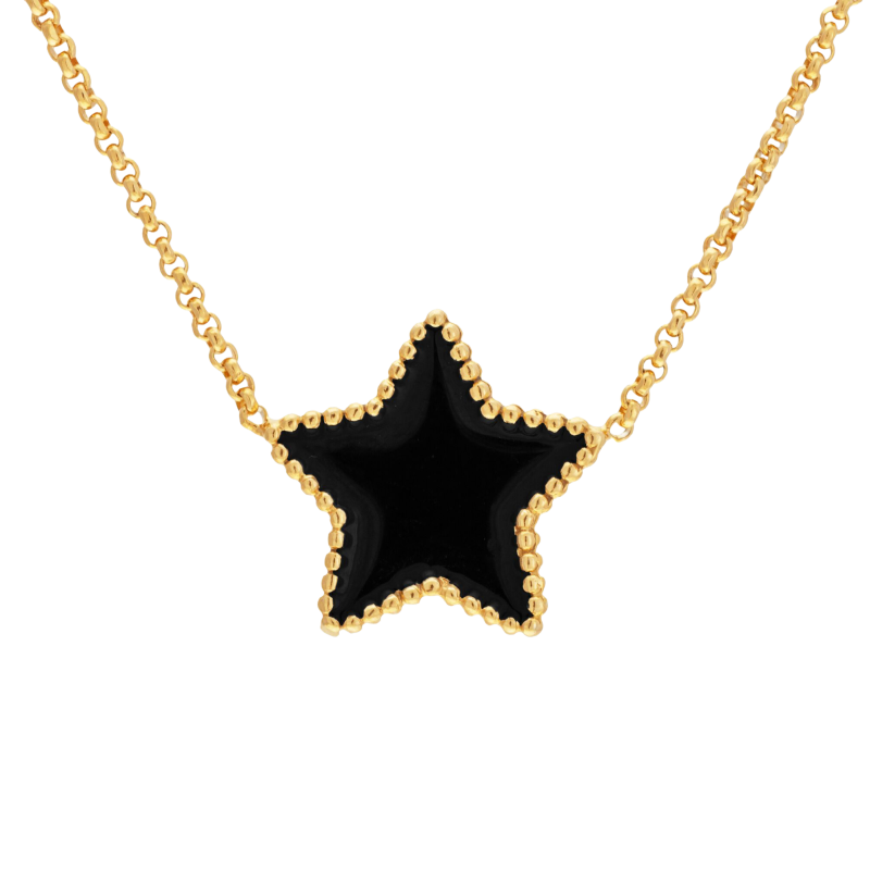 Collier en argent doré et laque