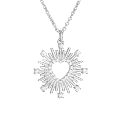 Collier en argent rhodié et oxydes de zirconium, coeur