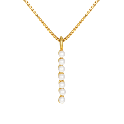 Collier en argent doré et perles synthétiques
