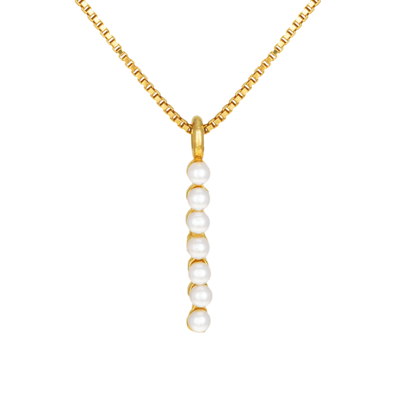 Collier en argent doré et perles synthétiques