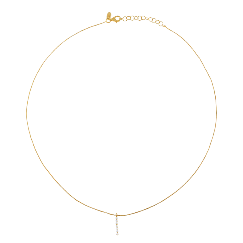 Collier en argent doré et perles synthétiques