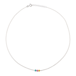 Collier en argent rhodié et laque, trois coeurs