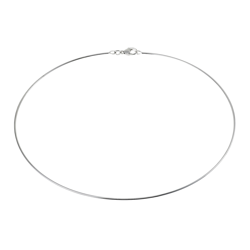 Collier câble en argent rhodié