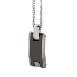 Collier en acier et ceramique noire